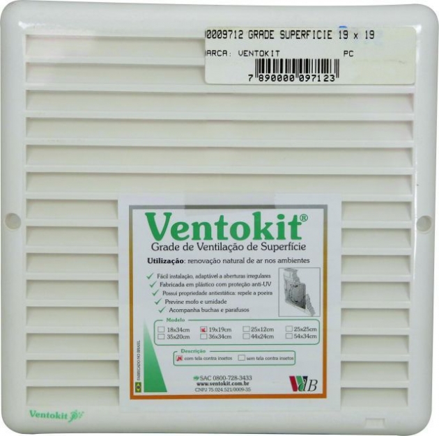 Ventokit Grade de Ventilação de Superfície Renovadora de Ar Interno